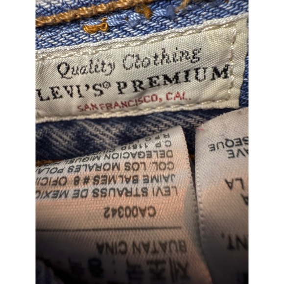 Levi 501 Straight Leg Rhinestone Grunge 25 Short 28 Inch Inseam Stars Light Wash - Picture 7 of 10